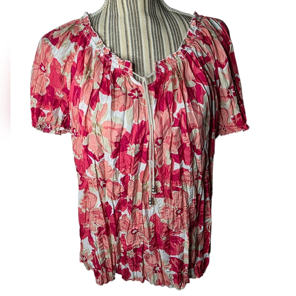 Croft & Barrow Women Pink Floral Blouse Size PXL